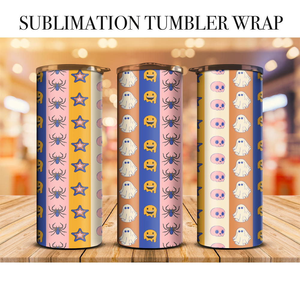 Retro Spooky Stripe Tumbler Wrap Sublimation Transfer