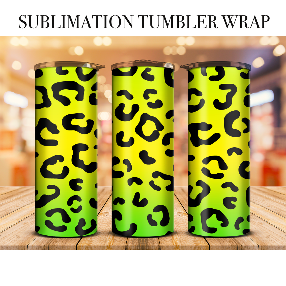 Neon Leopard 14 Tumbler Wrap Sublimation Transfer