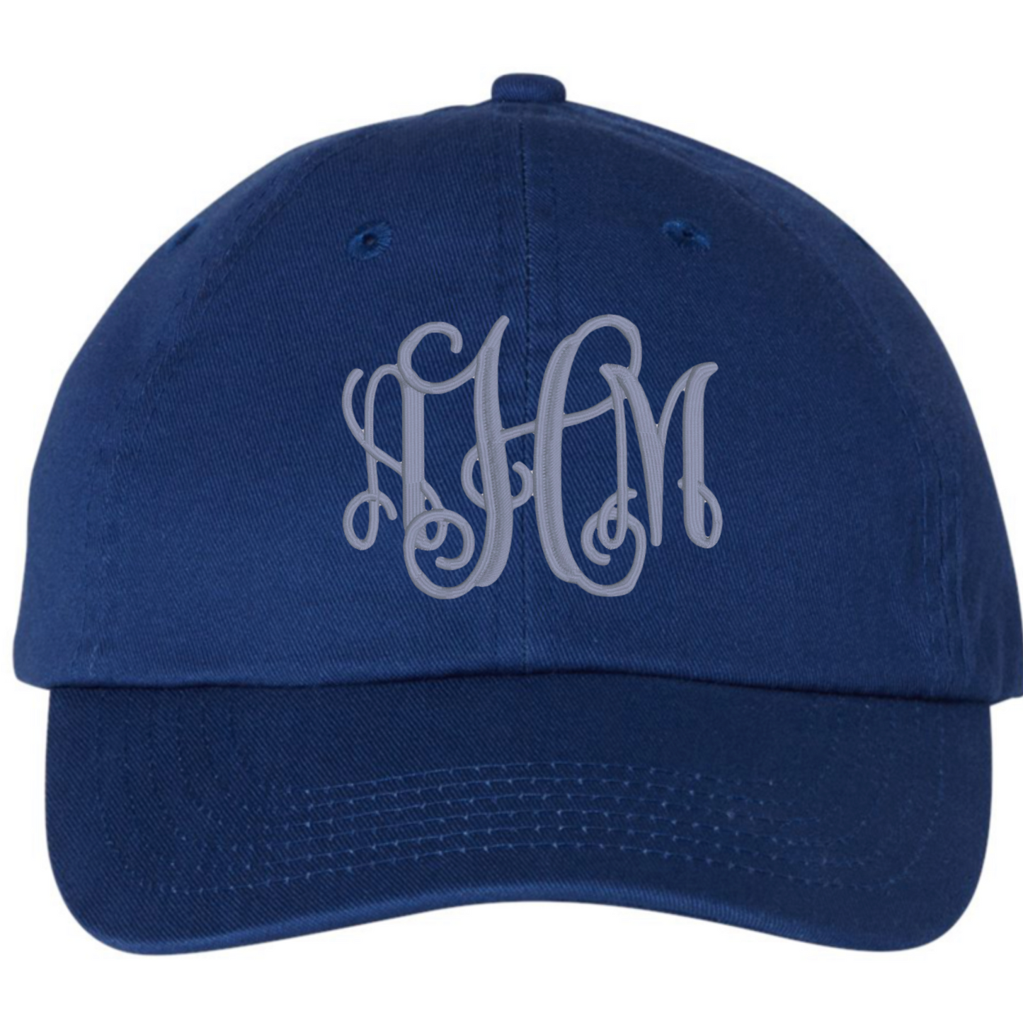 Embroidered Monogram  Hat Royal Blue