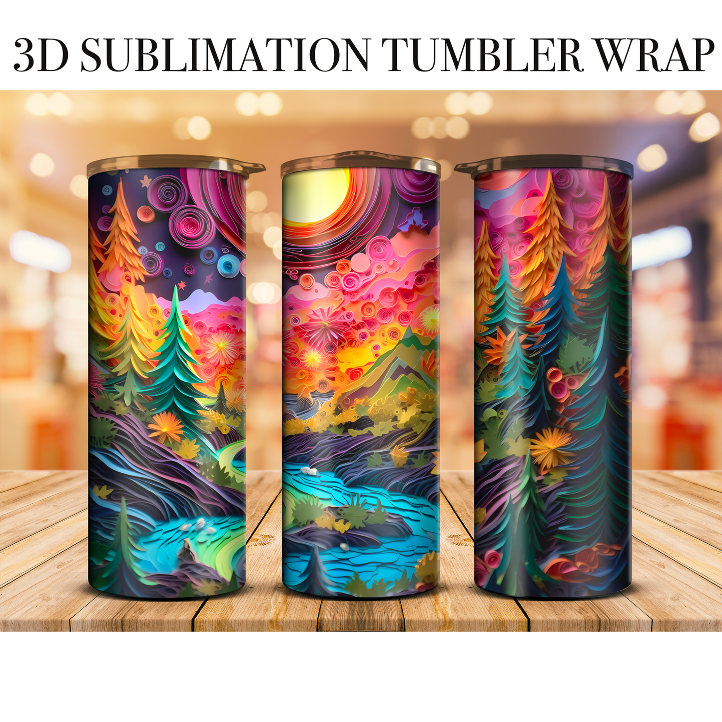 3D Tumbler Summer Nights 20 Oz Skinny Tumbler Sublimation Transfer