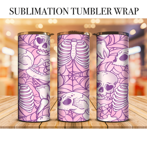 Pink Skull And Bones Tumbler Wrap Sublimation Transfer