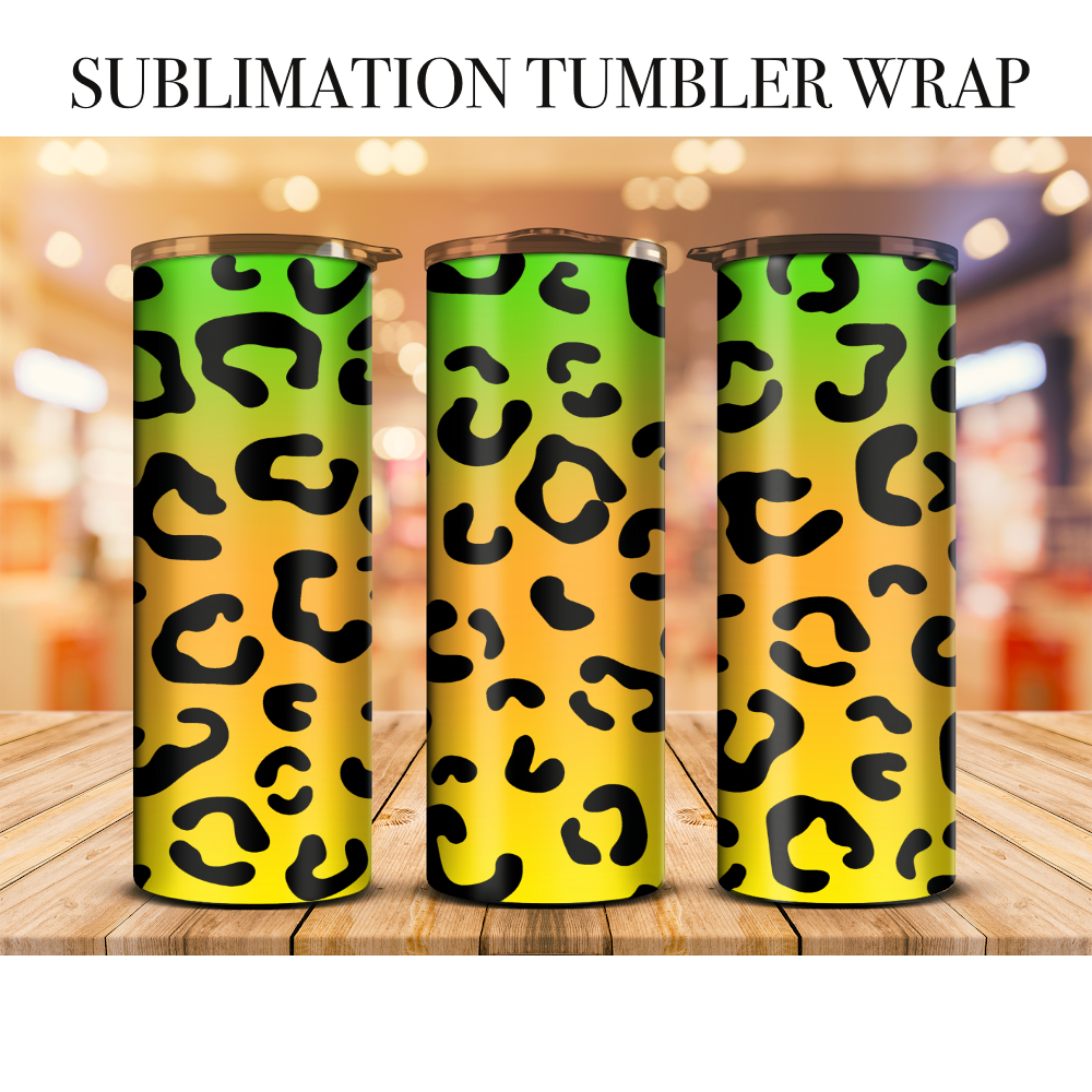 Neon Leopard 6 Tumbler Wrap Sublimation Transfer