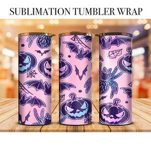Pastel Spider And Bats Tumbler Wrap Sublimation Transfer