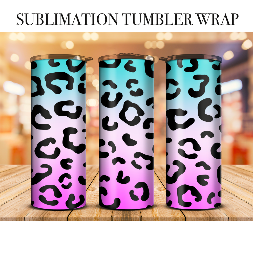 Neon Leopard 27 Tumbler Wrap Sublimation Transfer
