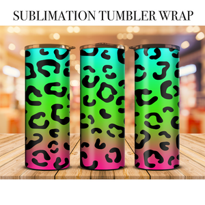 Neon Leopard 2 Tumbler Wrap Sublimation Transfer
