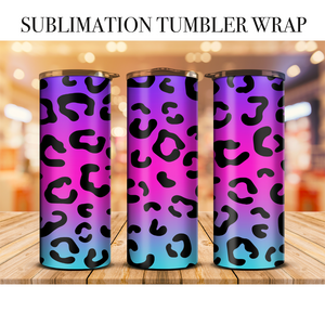 Neon Leopard 17 Tumbler Wrap Sublimation Transfer