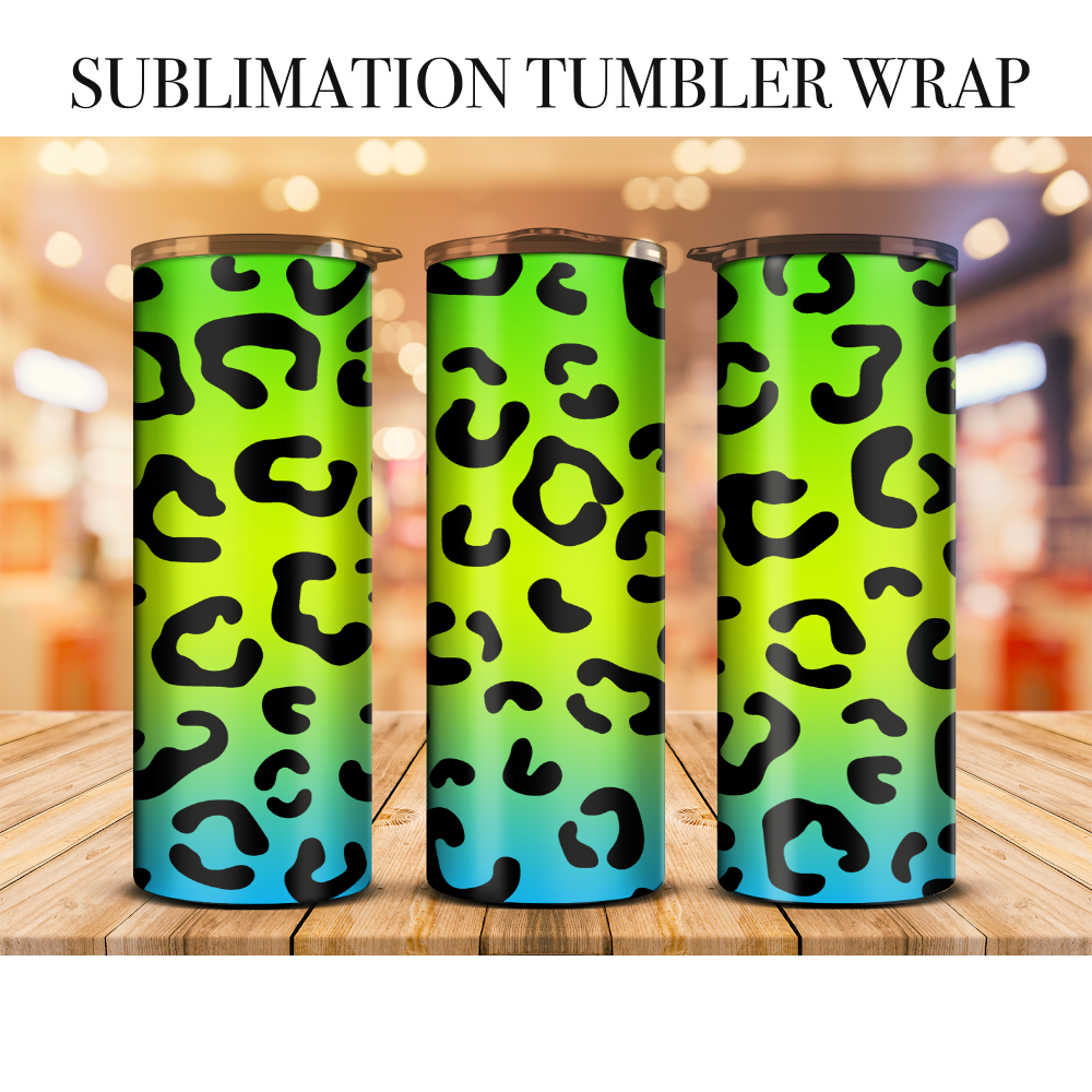 Neon Leopard 11 Tumbler Wrap Sublimation Transfer
