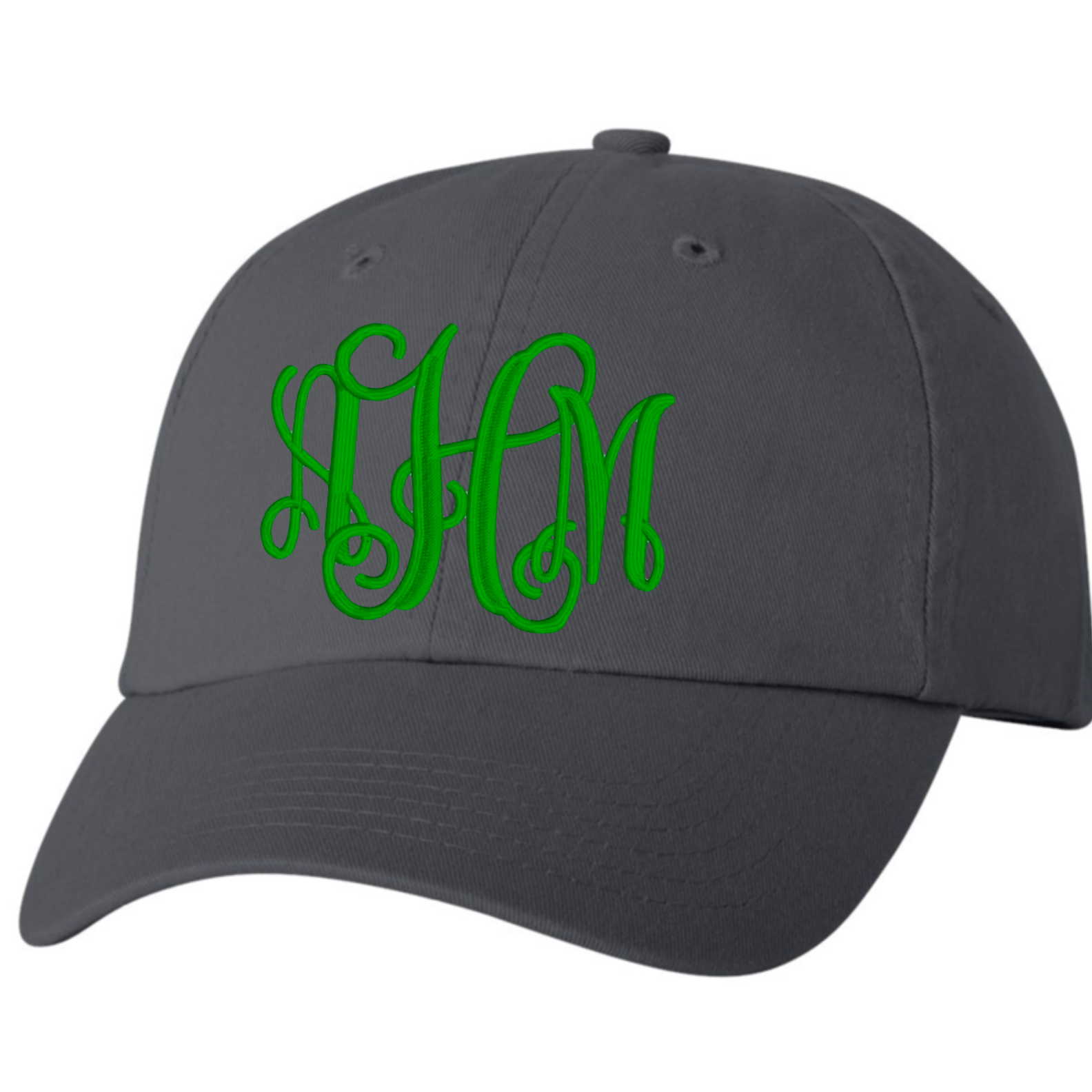 Embroidered Monogram  Hat Charcoal