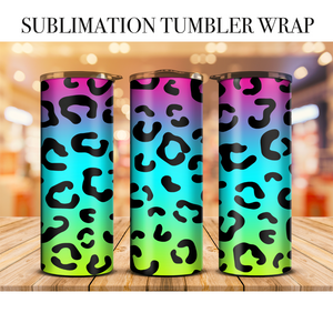 Neon Leopard 8 Tumbler Wrap Sublimation Transfer
