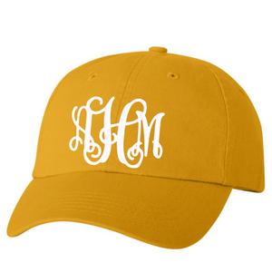 Embroidered Monogram  Hat Gold
