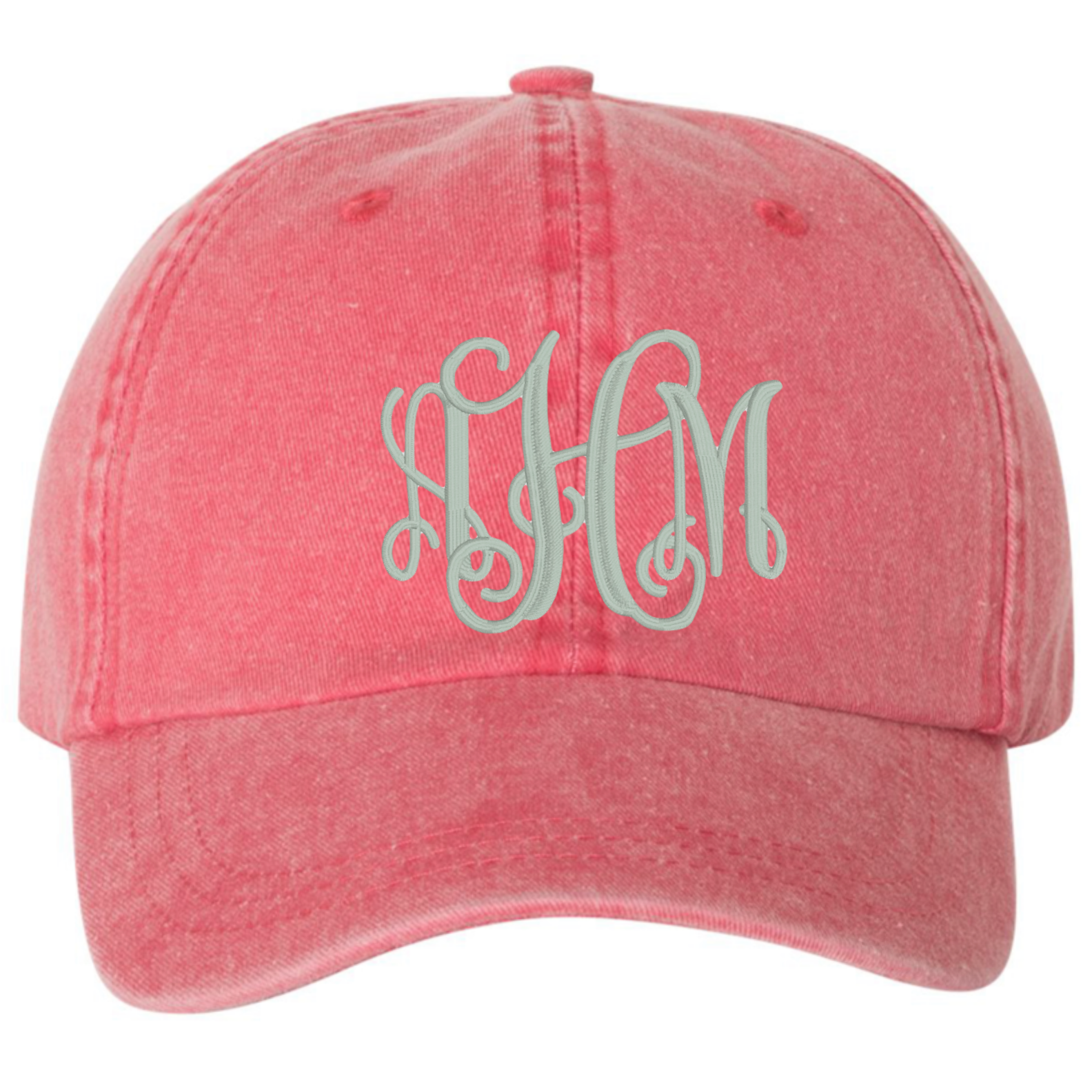 Embroidered Monogram  Hat Mineral Wash Red