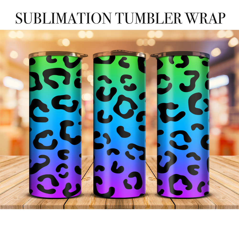 Neon Leopard 1 Tumbler Wrap Sublimation Transfer