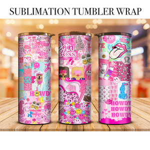 Preppy pink Tumbler Wrap Sublimation Transfer