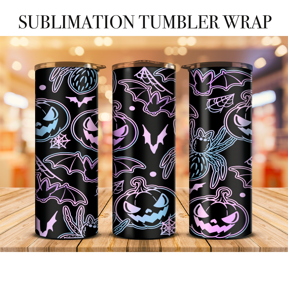 Spider And Bats Tumbler Wrap Sublimation Transfer