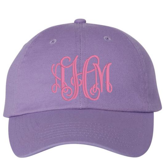 Embroidered Monogram  Hat Lilac