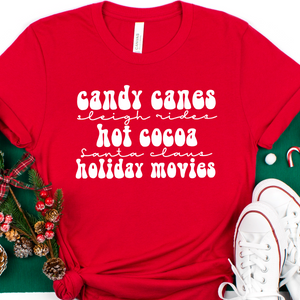 Candy canes sleigh rides Christmas movies Christmas  Screen Print Transfer Regular Heat