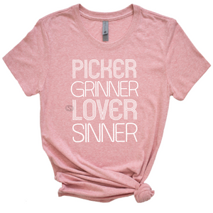 Picker Grinner Lover Sinner Screen Print Transfer