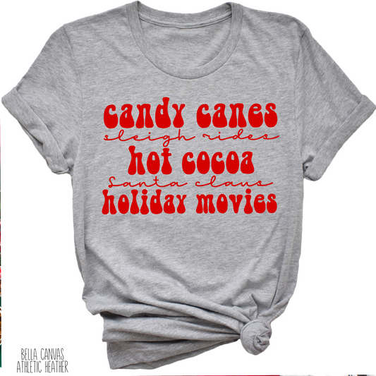 Candy canes sleigh rides Christmas movies Christmas  Screen Print Transfer Regular Heat