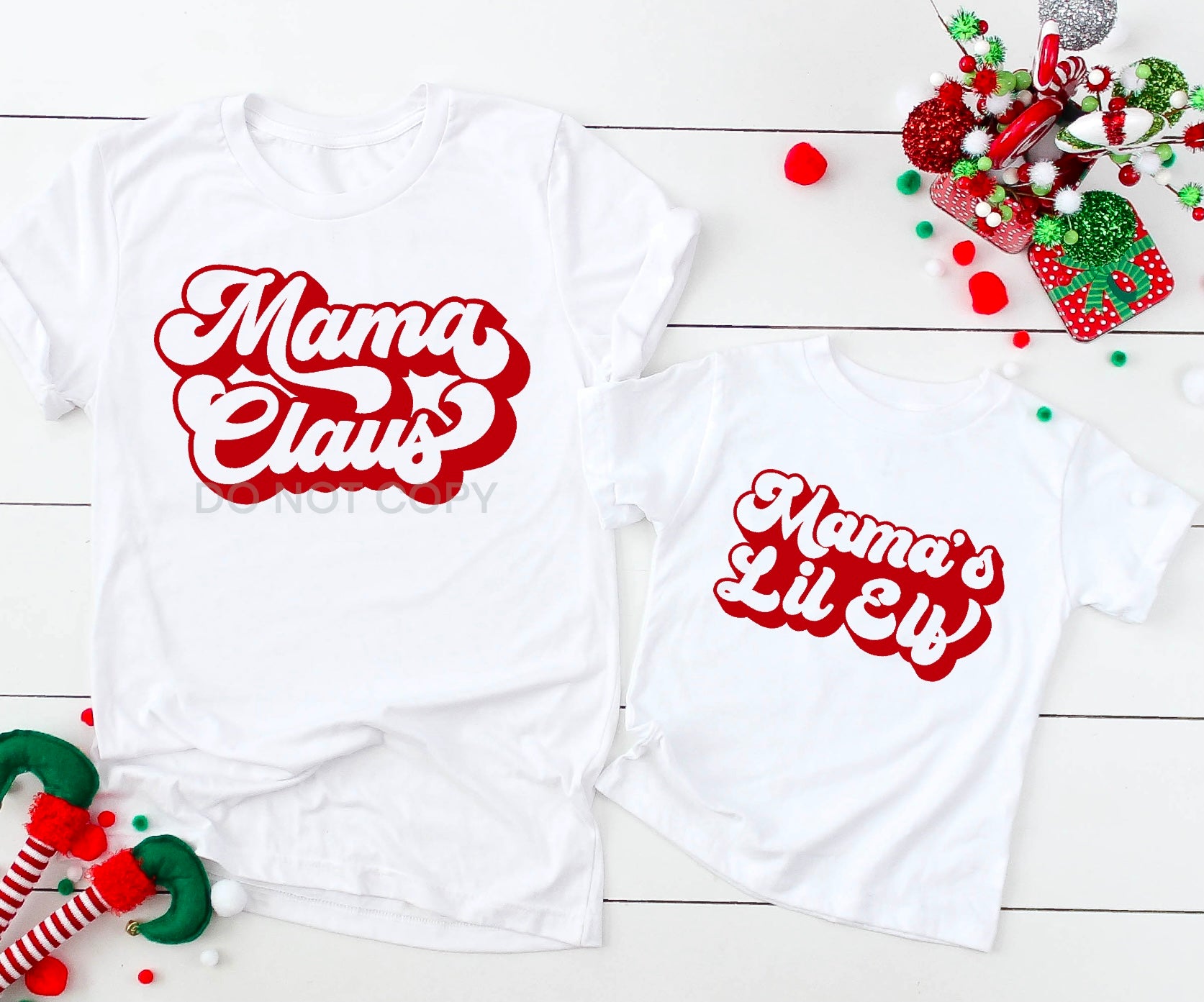 Youth Mamas lil Elf Red Ink Screen Print Transfers