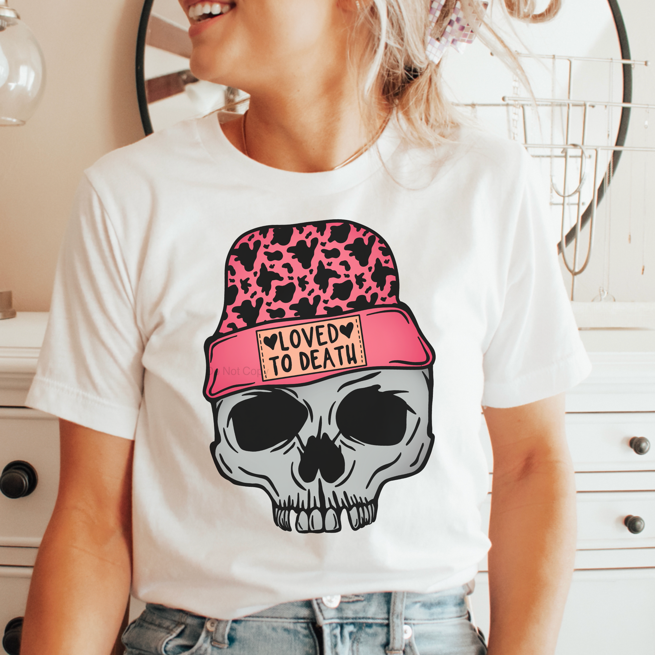 Loved To Death Cow Print Sublimation Transfer